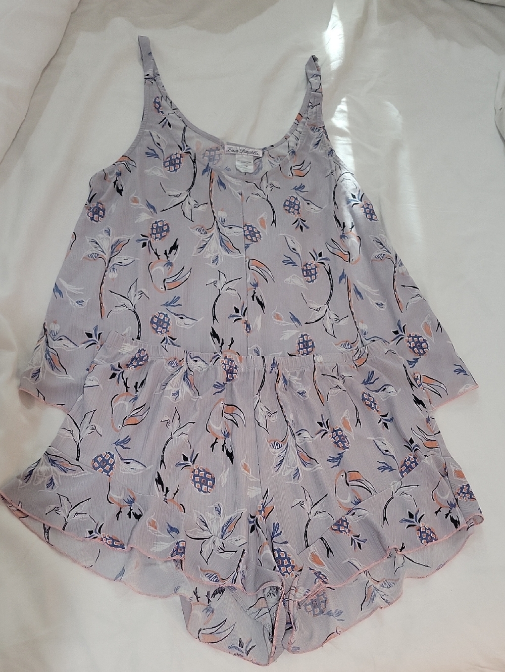 Linea Donatella Lavender Floral Print Top/Bottoms Pajama Set
